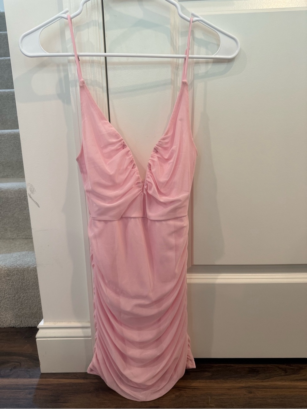 Lucy in the Sky Light Pink Mesh Mini Dress